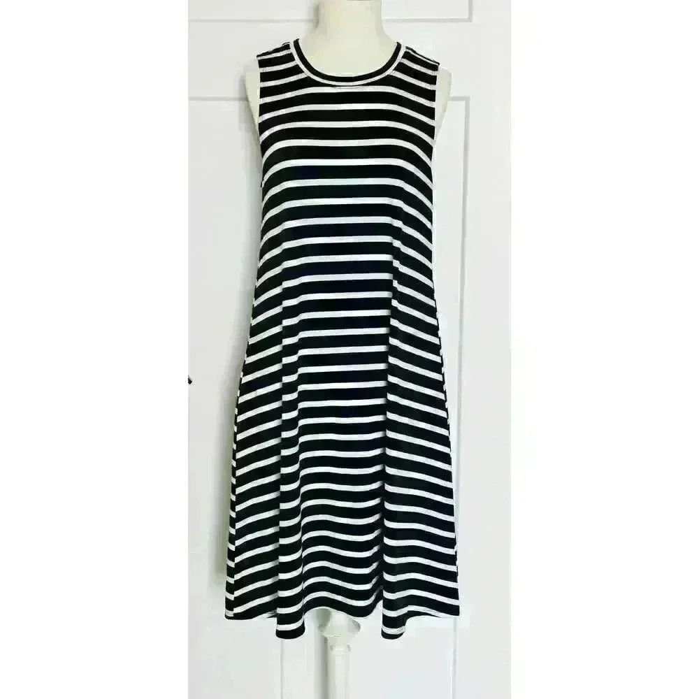 Chic Striped Fortune + Ivy Sleeveless Midi Dress